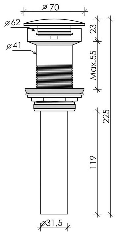 Донный клапан автоматический для раковины Ceramica Nova CN2000 — купить ...