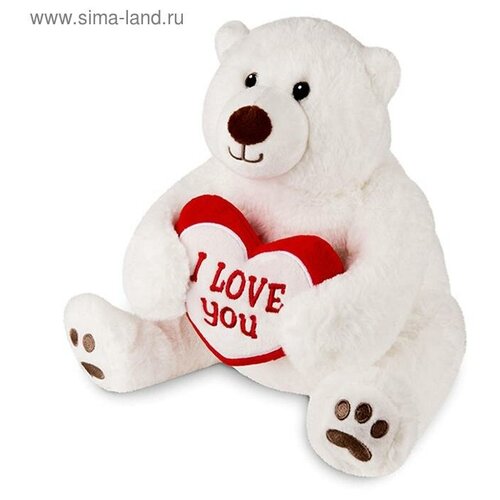 фото Мягкая игрушка «медведь белый с сердцем», 23 см maxitoys