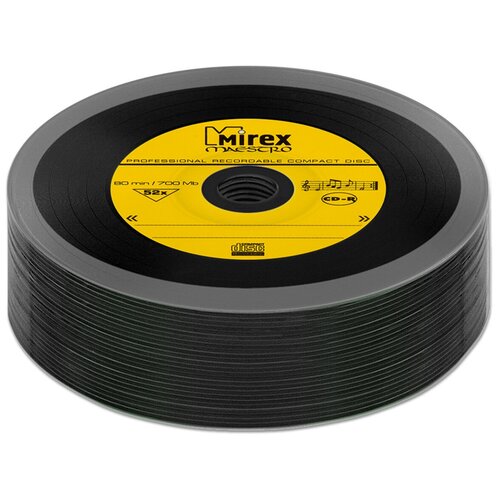 Диск Mirex CD-R 700Mb 52X MAESTRO Vinyl (виниловая пластинка), желтый, упаковка 25 шт. диск mirex cd r 700mb 52x maestro vinyl bulk упаковка 25 шт 5 цветов по 5 дисков