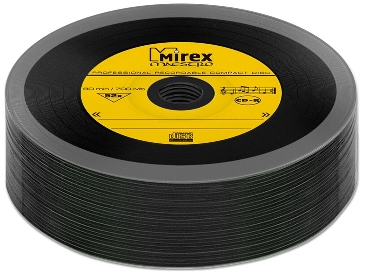 Диск Mirex CD-R 700Mb 52X MAESTRO Vinyl (виниловая пластинка) желтый