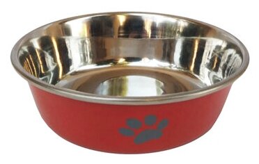 Миска для домашних животных HOMEPET Heavy Лапки 0,45 л металлическая утяжеленная красная - фотография № 3