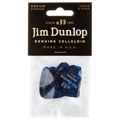 Медиаторы, средние, 12 шт. Dunlop Celluloid Blue Pearloid Medium 483P10MD 12Pack