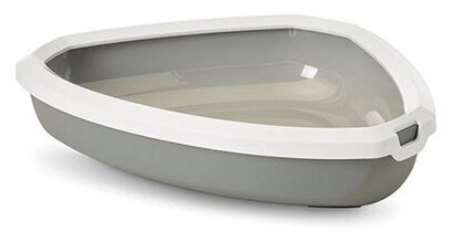 SAVIC Туалет угловой д/кошек Rincon c бортом, серый 58,5х45,5х12,5 см - фотография № 1