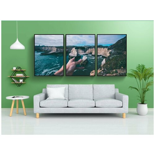 фото Набор модулных постеров для интерьера "залив, пляж, морской берег" 60x90 см. в тубусе, без рамки lotsprints