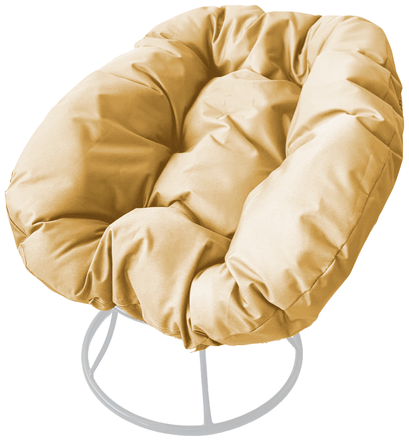 Кресло m-group пончик белое, бежевая подушка - фотография № 1
