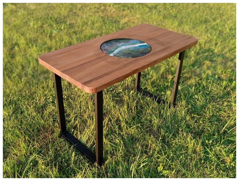 Обеденный стол лофт "Космос" 120*60*75 см. Масив дерева. Эпоксидная смола. 3D. Salomon Table .