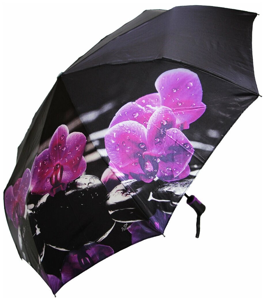 Женский складной зонт Popular umbrella 1296/Черный-B