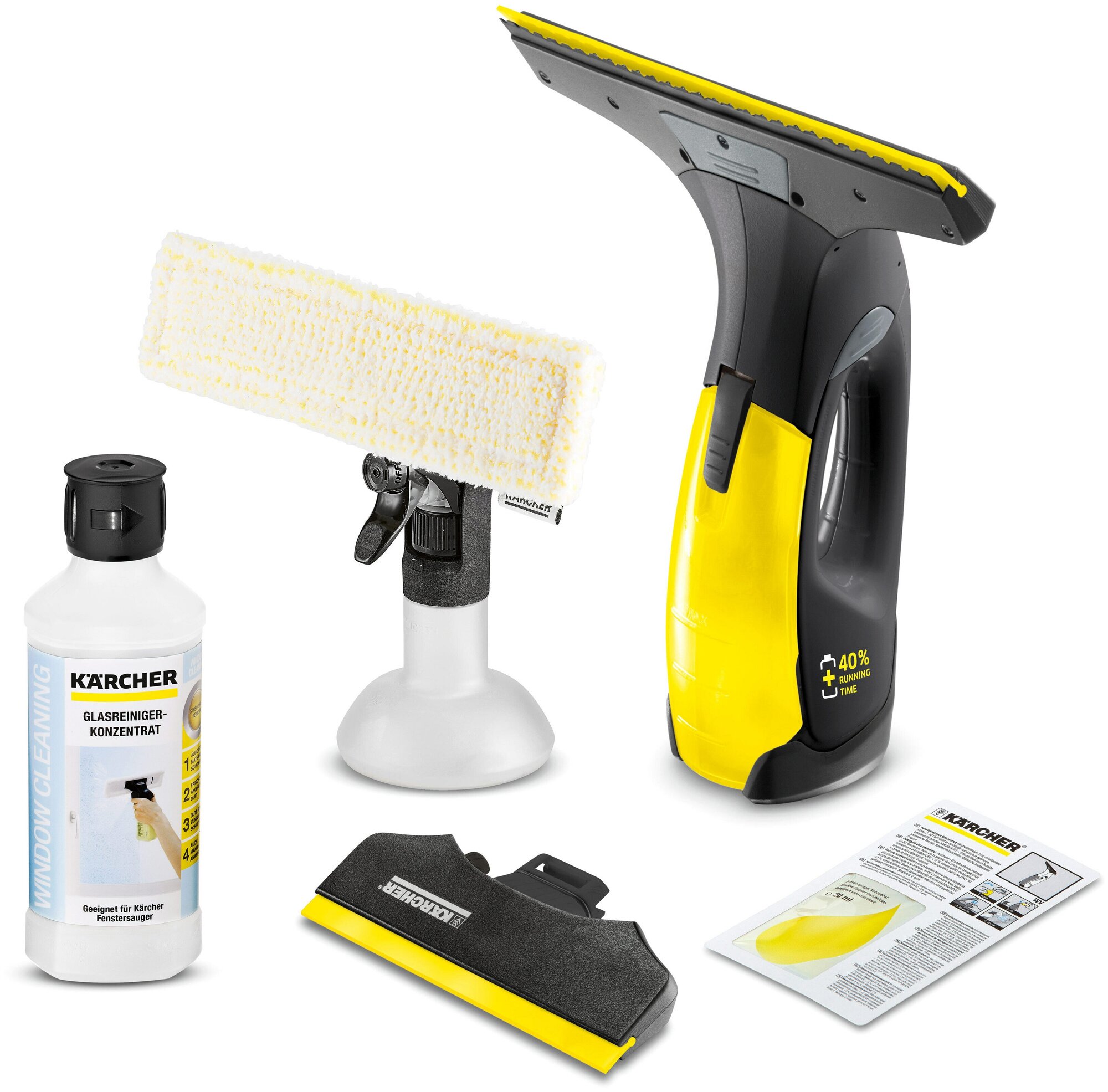 Ручной стеклоочиститель KARCHER WV 2 Black Edition + концентрат для мойки стекол RM 500