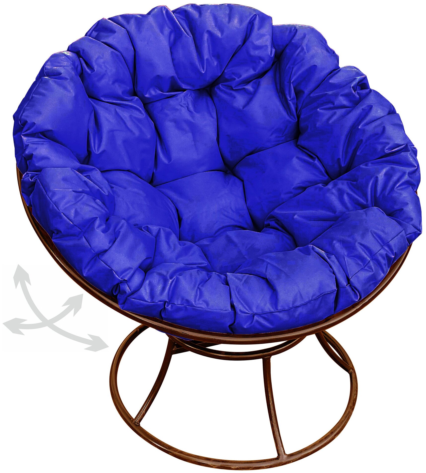Кресло m-group папасан пружинка коричневое, синяя подушка - фотография № 1