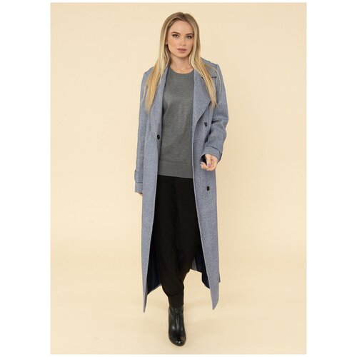 Пальто полушерстяное 60, каляев, размер 46, синий