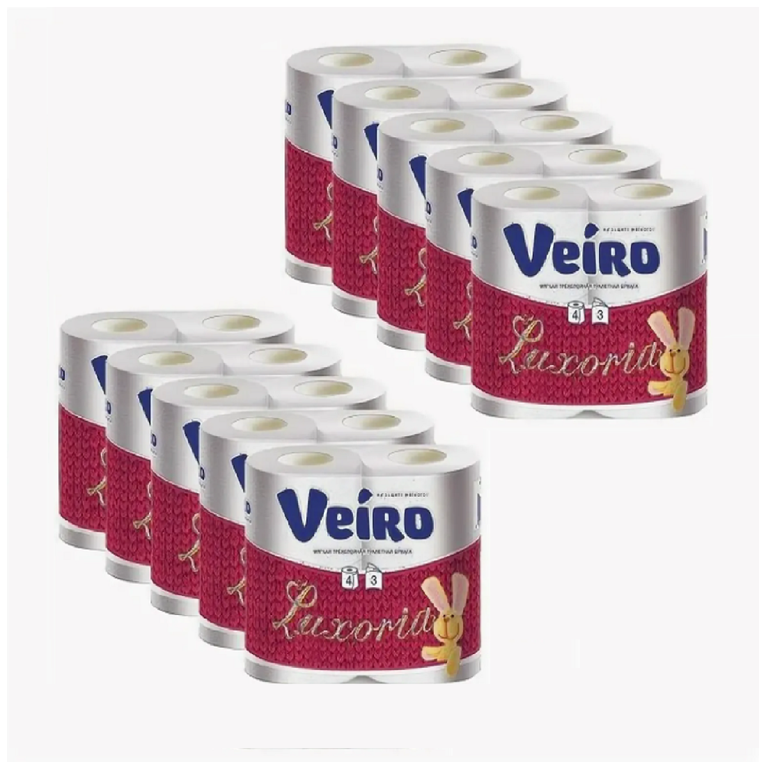 Вейро (Veiro) Туалетная бумага Luxoria Белая 3-х слойная 10уп. по 4 шт . 40 рул
