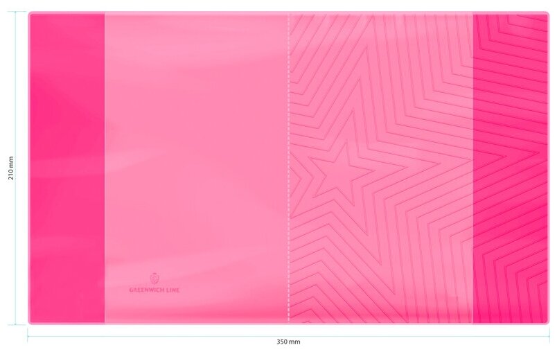 Обложка 210*350 для дневников и тетрадей, Greenwich Line, ПВХ 180мкм, "Neon Star", розовый, ШК, 50 штук