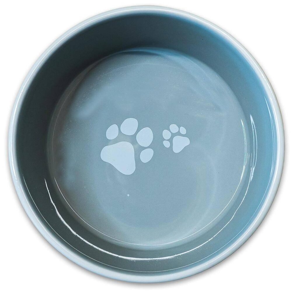 КерамикАрт миска керамическая для собак "Лапки", 300 мл, серая - фотография № 2