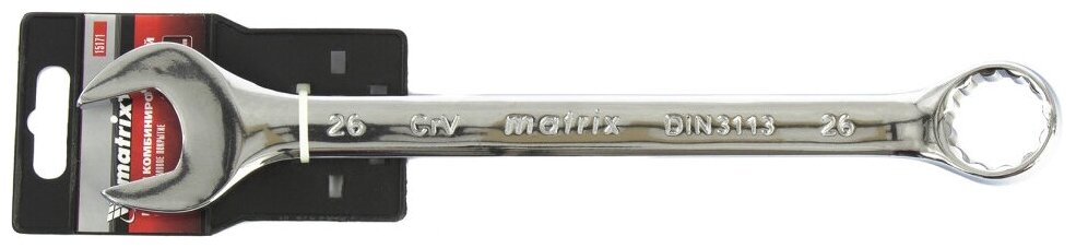 Ключ комбинированный, 26 мм, CrV, полированный хром// Matrix