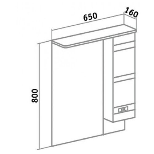 Зеркало шкаф для ванной / с подсветкой / Runo / Турин 65 /правый / полка для ванной