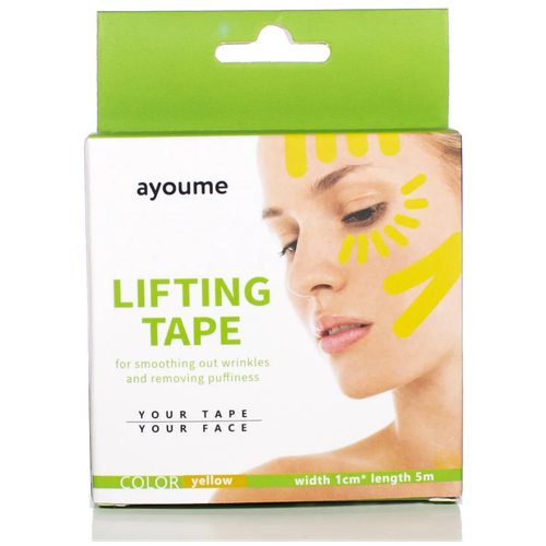 Тейп для лица желтый AYOUME Kinesiology Tape Roll (1 см*5 м) тейп для лица 2 5см 5м камуфляж голубой ayoume kinesiology tape roll 2 5 5 мл