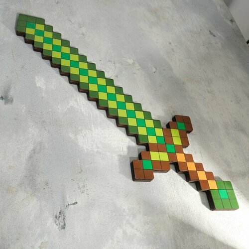 Сувенир деревянный Меч, 19,5х56,5х1,2 см, пиксельный, зеленый сувенир деревянный эльфийский меч 60х10 см