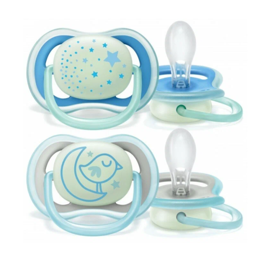 Пустышка силиконовая ортодонтическая Philips AVENT ultra air SCF342/20 6-18 м, 2 шт, голубой