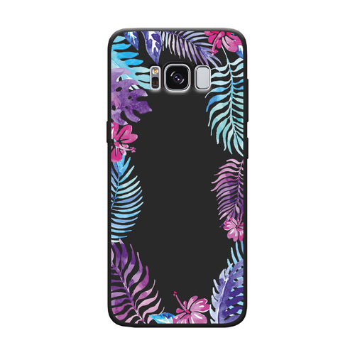 Матовый силиконовый чехол на Samsung Galaxy S8 / Самсунг Галакси С8 Пальмовые ветви арт, черный