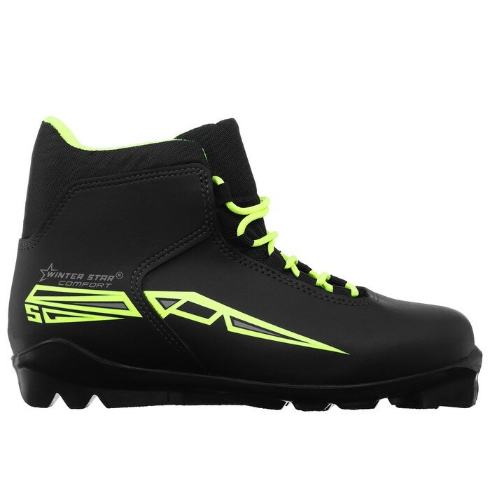 Ботинки лыжные Winter Star comfort, SNS, размер 36, цвет чёрный, лайм