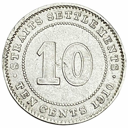 Стрейтс-Сетлментс 10 центов 1910 г. клуб нумизмат монета 10 центов датской вест индии 1862 года серебро фредерик vii