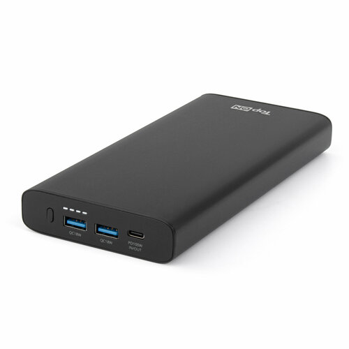 Внешний аккумулятор TopON TOP-T100 26800mAh (96.48Wh) Type-C PD 100W , 2 USB QC3.0 18W, корпус алюминий черный внешний аккумулятор topon 22400 mah top t140 type c pd 140w type c pd 100w usb qc3 0