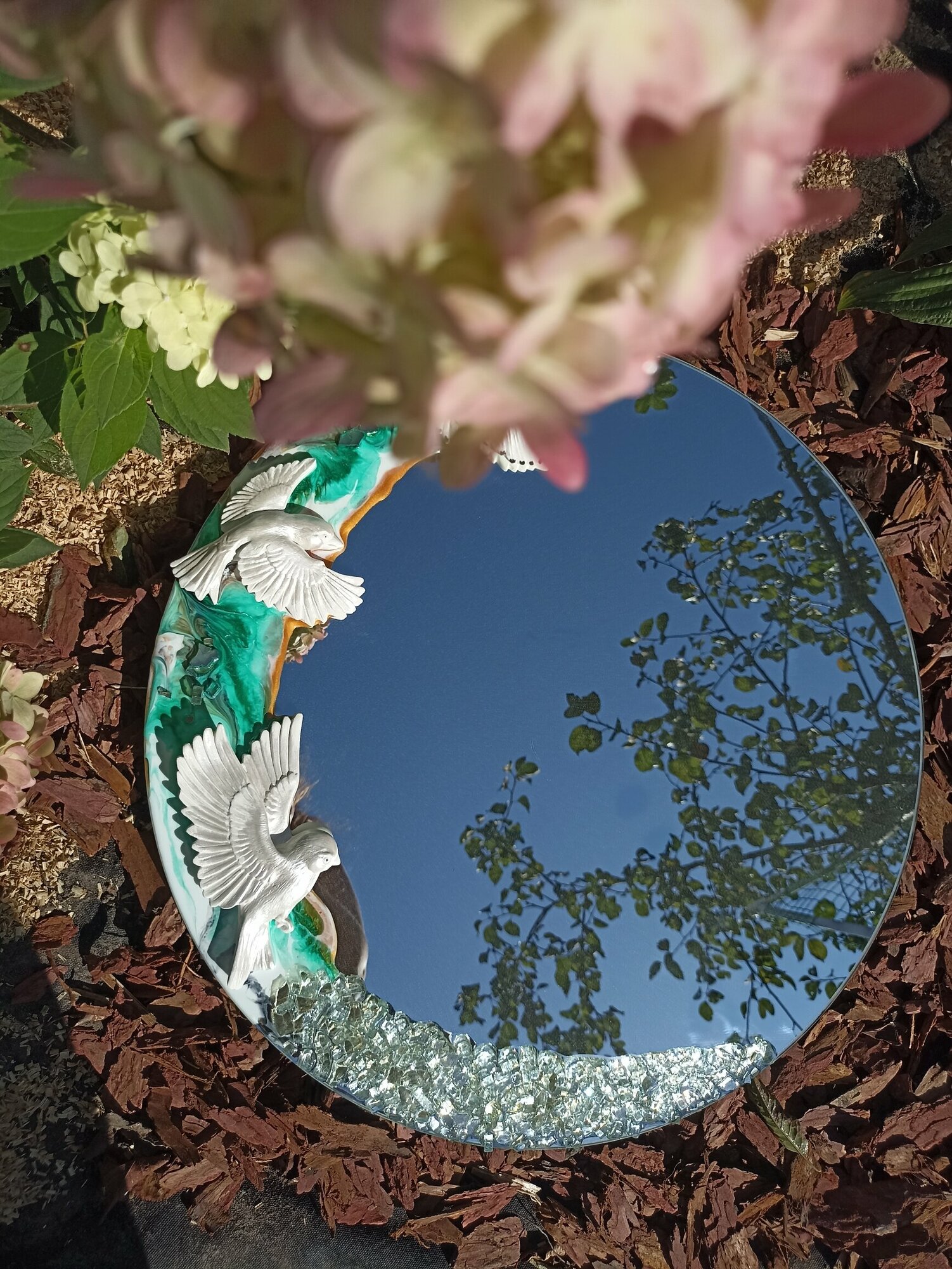 Зеркало интерьерное дизайнерское Райские птицы - фотография № 2
