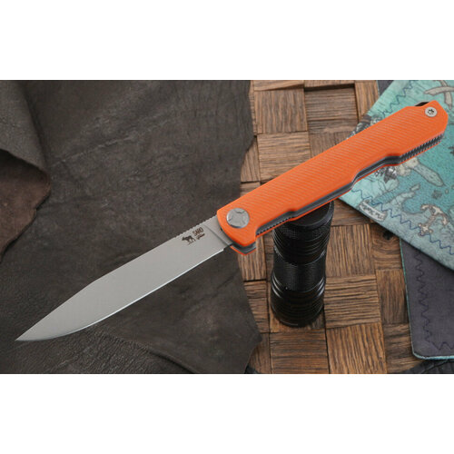 фото Складной нож саро авиационный single, сталь bohler k110, рукоять оранжевая g-10 saro