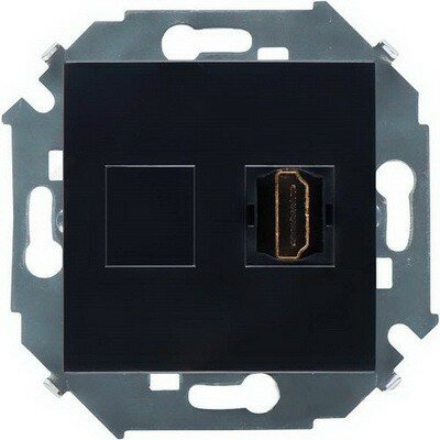 15 1591407-038 Розетка HDMI (HDMI, тип А, под рамку, скрытая установка, графит) Simon - фото №1