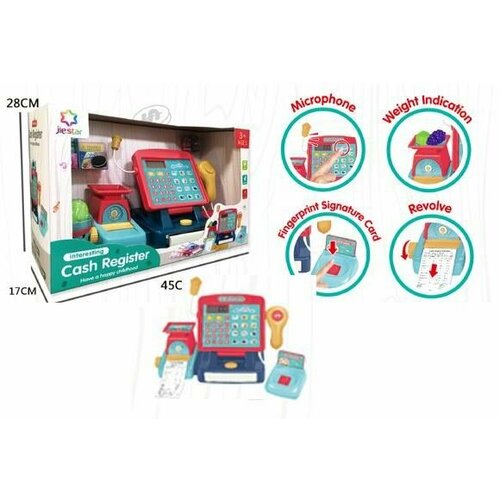 Shenzhen toys Кассовый аппарат с аксессуарами и чеком(свет, звук) в коробке конфеты виноград 24 г