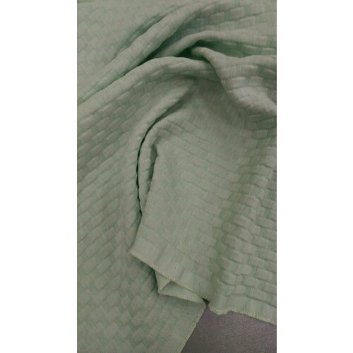 Ткань Шёлк фактурный мятного цвета Италия ткань трикотаж мятного цвета мерсеризованный