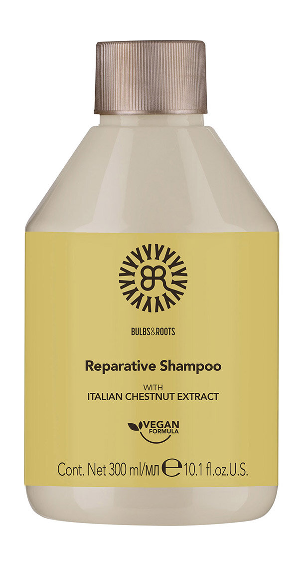 BULBS ROOTS Шампунь для волос восстанавливающий с экстрактом каштана  веган  300 мл