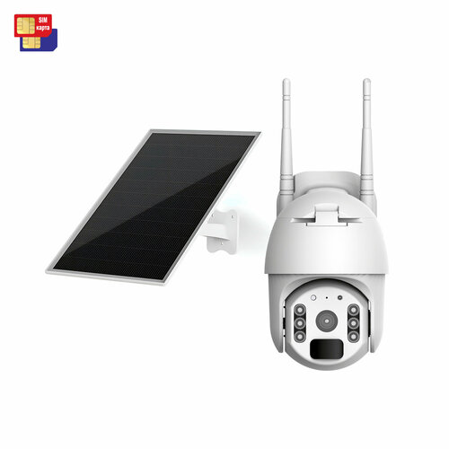 4g камера линк ар sc9 4 соляр gs рос p46329aps с двумя солнечными батареями камера на солнечной батарее с аккумулятором и sim картой Поворотная беспроводная 4G 2MP уличная IP-камера Link ZC301 Solar (2MP-4G) (Q23324ZCY) с солнечной панелью 6Вт и аккумулятором, с записью на SD и 2-ст