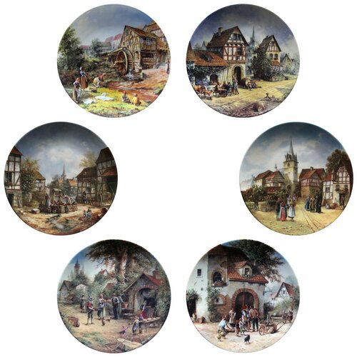 "Романтичная деревенская жизнь" полная серия винтажных декоративных настенных тарелок