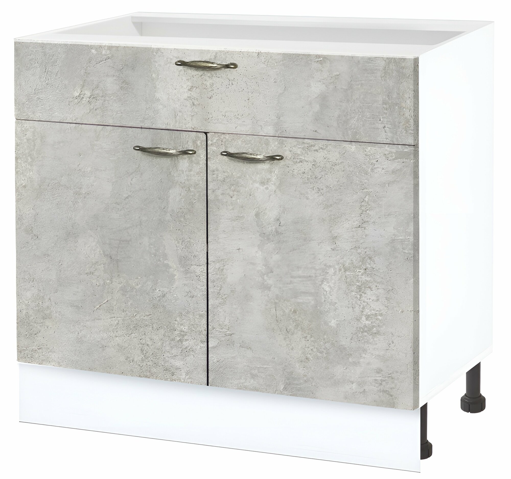 фото Шкаф кухонный напольный с ящиком, Полюс 80 см, ЛДСП серый