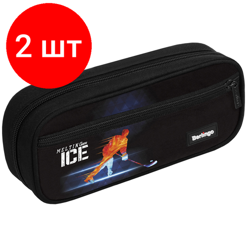 Комплект 2 шт, Пенал мягкий 1 отделение, 1 карман, 220*95*50 Berlingo Hockey, полиэстер, откидная планка комплект 5 шт пенал мягкий 1 отделение 1 карман 220 95 50 berlingo neon fuse полиэстер откидная планка