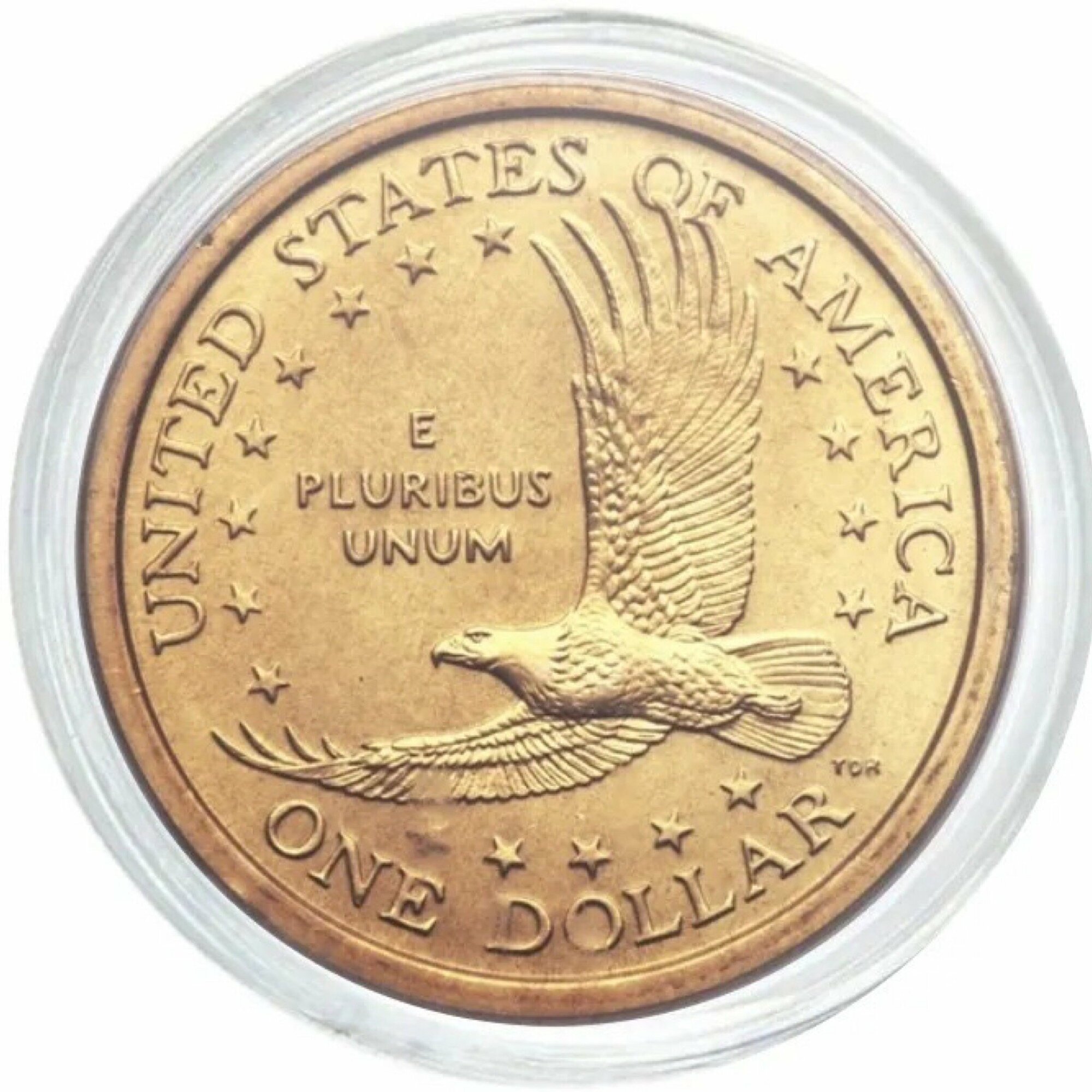 Монета 1 доллар Парящий орел в капсуле. Сакагавея. Коренные американцы. США P 2001 UNC