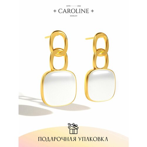 Серьги пусеты Caroline Jewelry, кристалл, акрил, золотой серьги пусеты caroline jewelry жемчуг имитация кристалл золотой