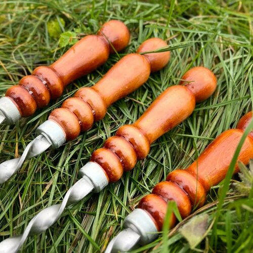 Набор шампуров с деревянной ручкой из 4 штук 45 см Шампуры с деревянной ручкой Шампуры из нержавеющей стали 627₽