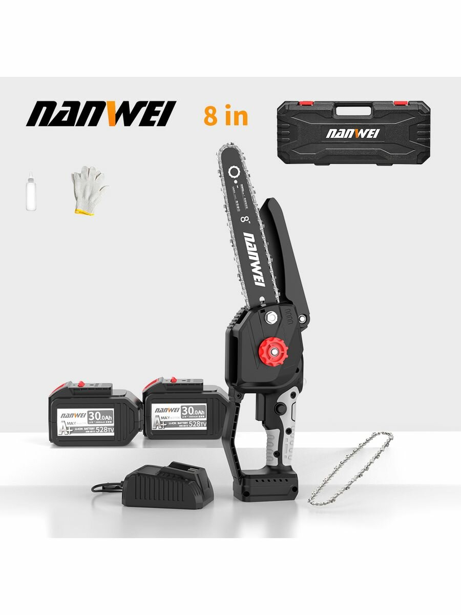 фото NANWEI 8" бензопила 6000r/min беспроводной аккумуляторная 6,0ah