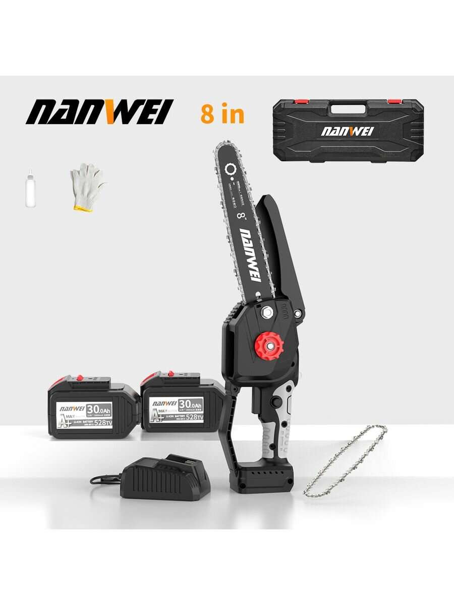 NANWEI 8" бензопила 6000r/min беспроводной аккумуляторная 60ah