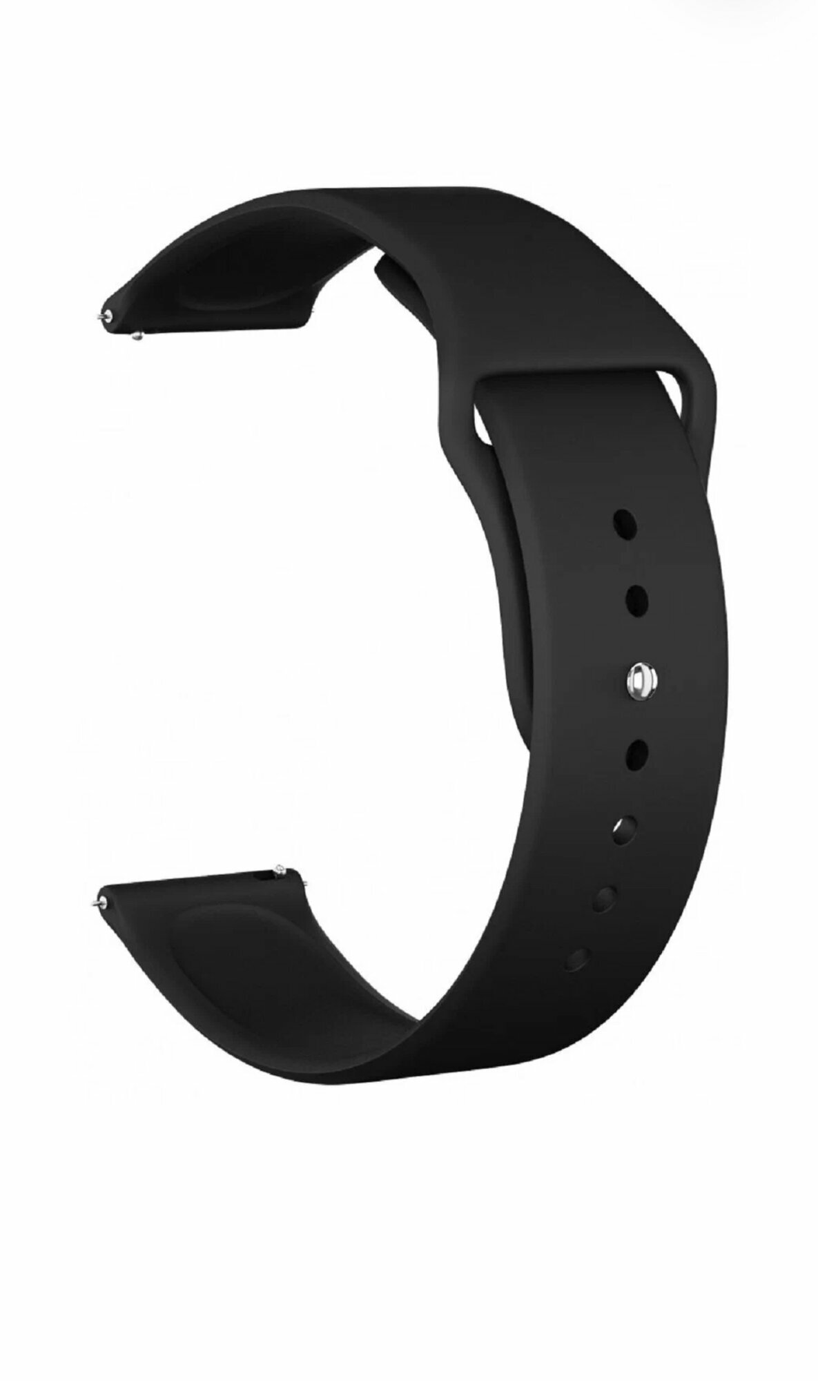 Силиконовый ремешок на смарт часы Samsung Galaxy, Honor, Huawei, Amazfit, Garmin, Xiaomi Watch (20 mm) Черный