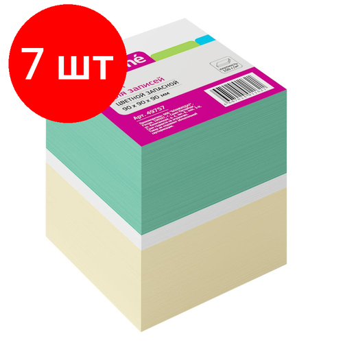 Комплект 7 штук, Блок для записей ATTACHE запасной 9х9х9 цветной блок 80 г комплект 7 штук блок для записей attache запасной 9х9х9 разноцветный 80 г