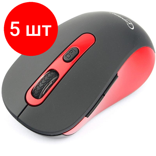 Комплект 5 штук Мышь компьютерная Gembird MUSW-221-R WLS чернкрасн 5кнколесо800-1600DPI 443000₽