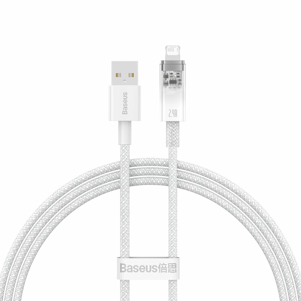 Кабель Baseus Explorer Series Fast Charging Cable with Smart Temperature Control USB - Apple Lightning 2.4A 1m (CATS010002) Белый