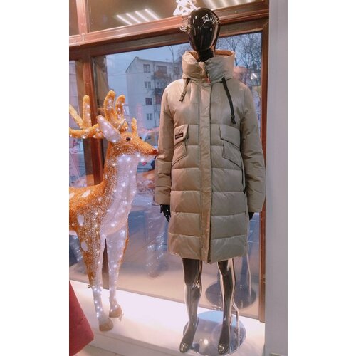 Пуховик , размер 52/54 куртка maritta зимняя средней длины силуэт прямой ветрозащитная внутренний карман несъемный капюшон капюшон утепленная размер 38 48ru голубой