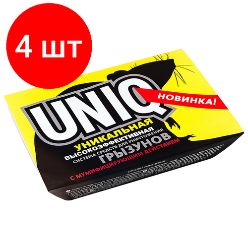 Комплект 4 штук, Средство от грызунов UNIQ гель 150г+гранулы 100г UN250