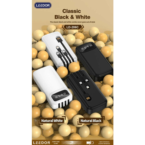 Повербанк 20000 mAh Быстрая зарядка 4 Кабеля Дисплей 274300₽