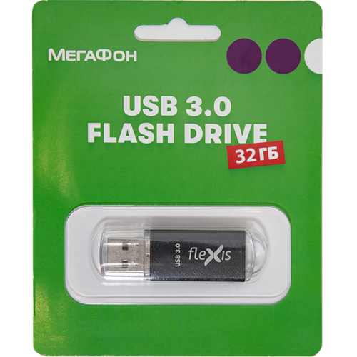 Flexis Флеш-накопитель Flexis 32Gb USB3.0, черный