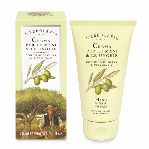 LERBOLARIO Крем для рук и ногтей с оливковым маслом и витамином Е Hand & Nail Cream, 75мл